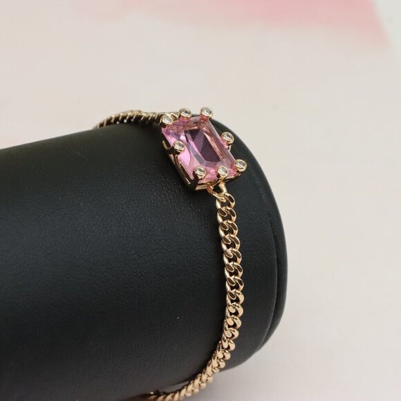 " Elegant Pink Crystal Rose Gold Bracelet with Adjustable Chain, XPBL0796 - Picture 6 of 12